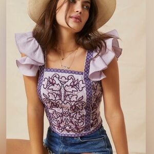 Anthropologie Let Me Be Paris Embroidered
Tank Top, Size M